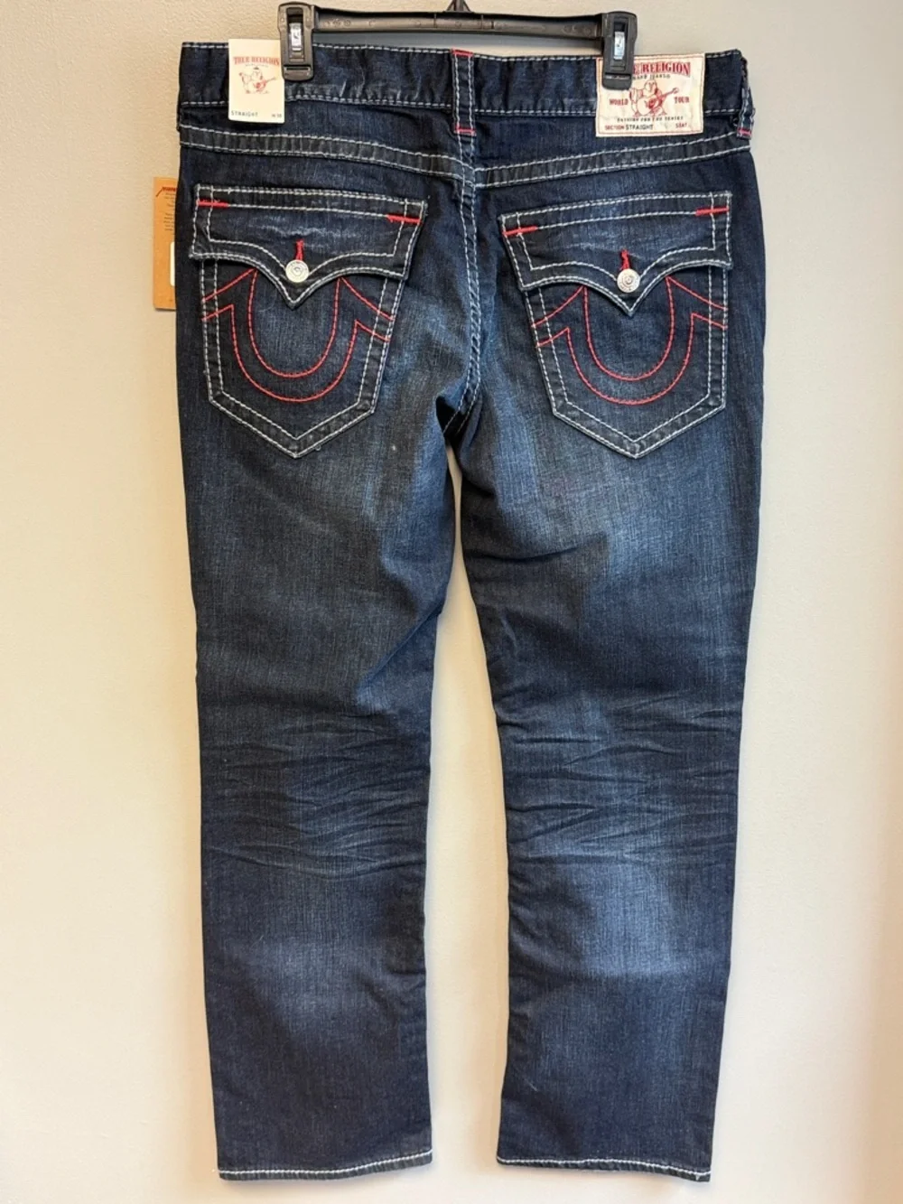 True Religion Ricky Straight Big T Jeans 38x33 NWT Dark Wash